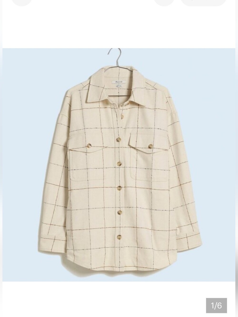 Madewell Cream Grid Utility Shacket